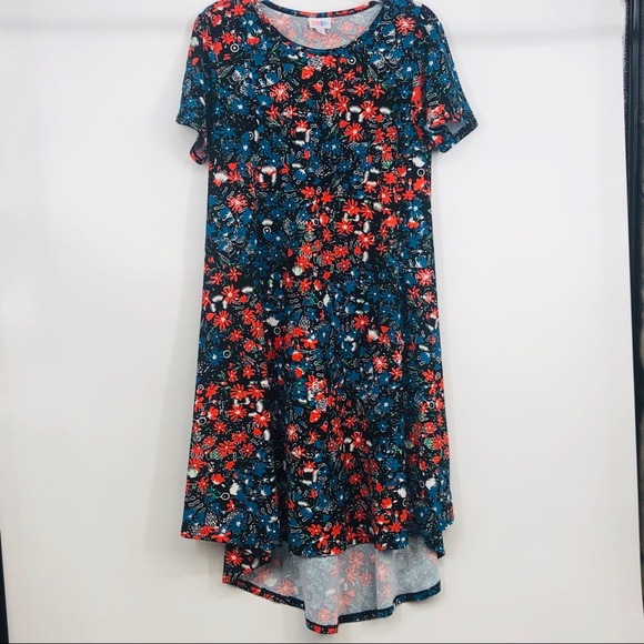 LuLaRoe Dresses & Skirts - LULAROE SHORT SLEEVE DRESS FLORAL HIGH LOW MEDIUM